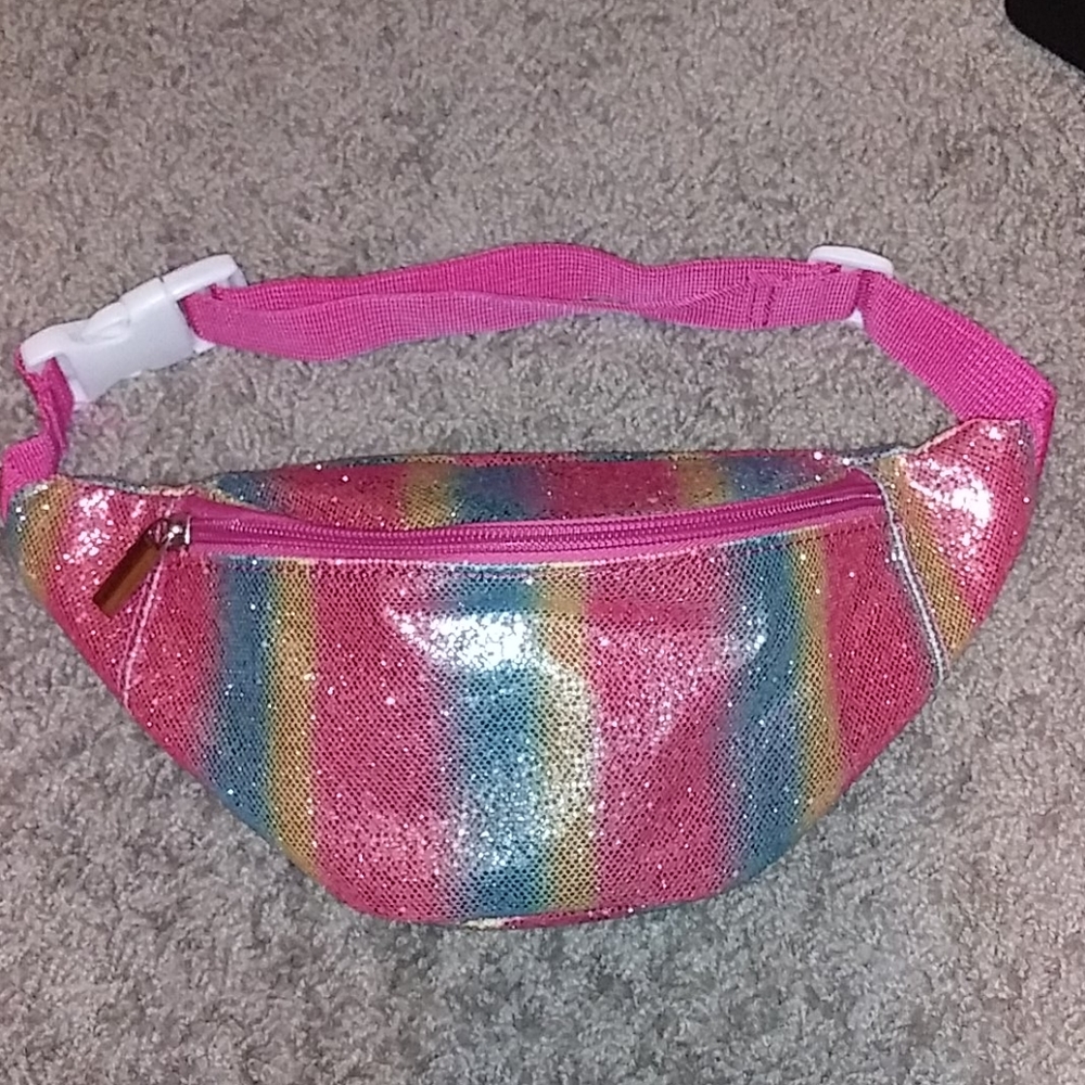 Rainbow glittery fanny pack